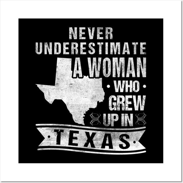 Vintage Texas Map A Woman Who Grew Up In Texas Wall Art by Humbas Fun Shirts